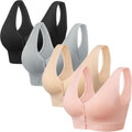 Angelhood Front Close Wireless Bras for Women 4 Pack - Soft Seamless