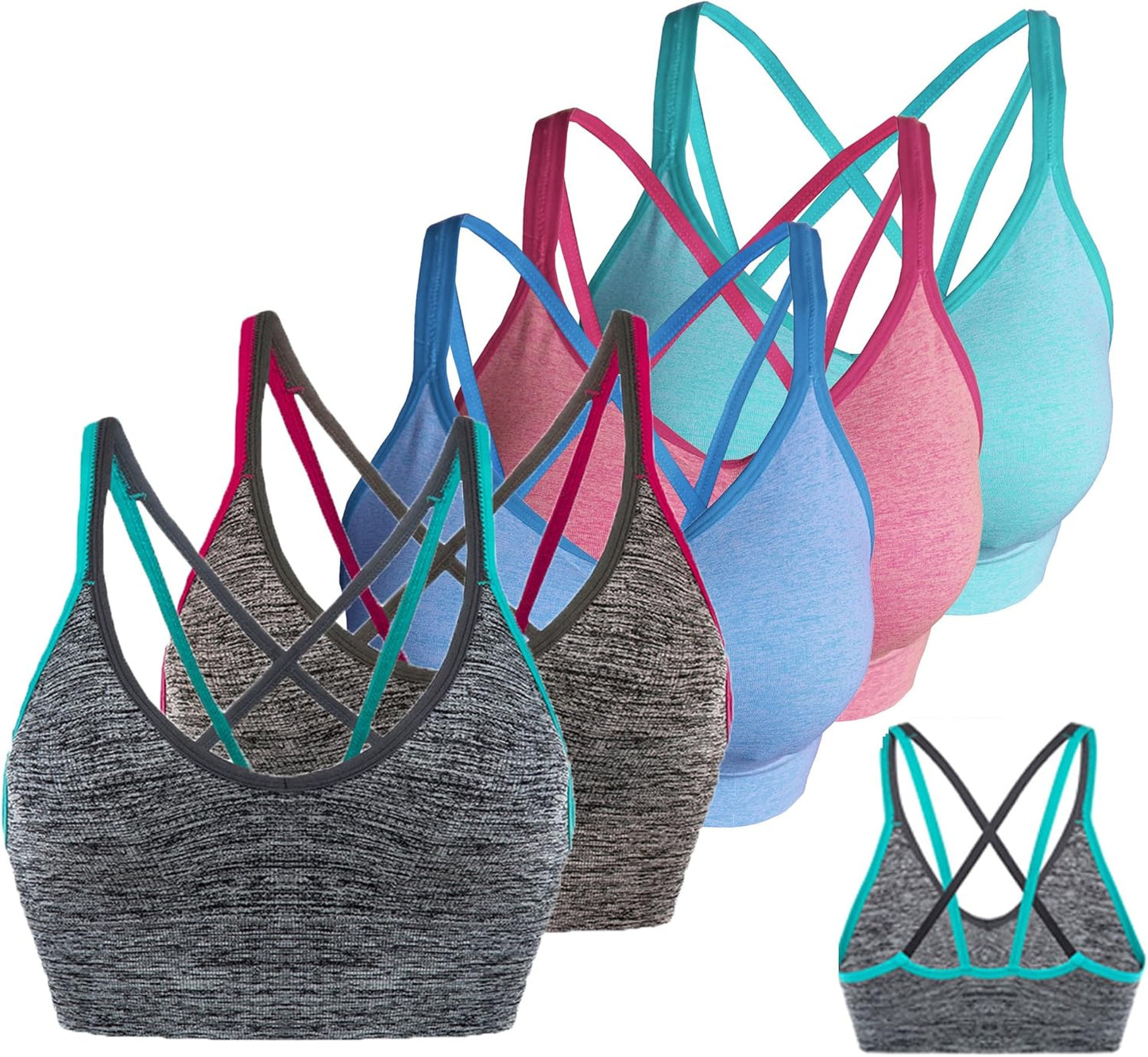 AKAMC Women's Cross Back Sport Bras for Yoga and Fitness