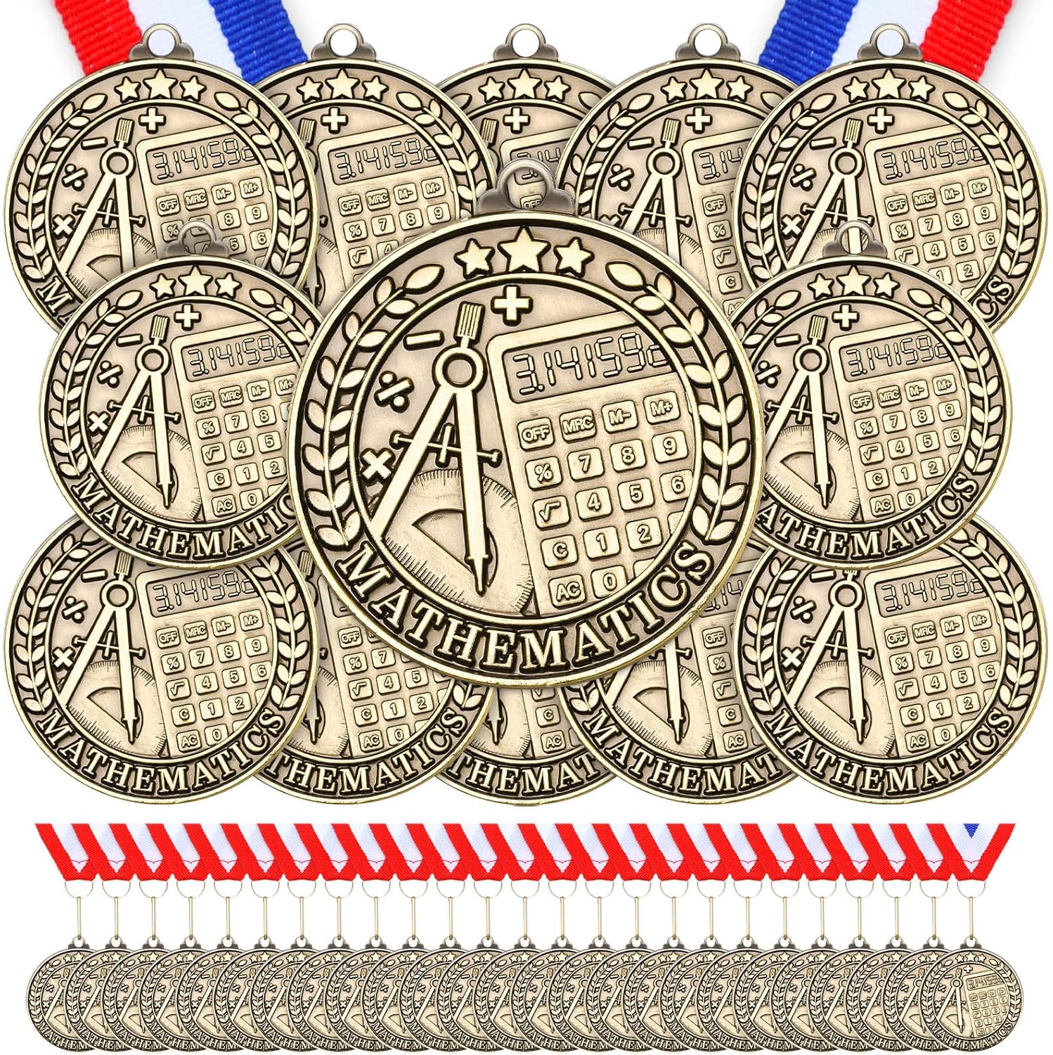 Quelay Gold Award Medals 60 Pcs 2in Neck Ribbons for Events