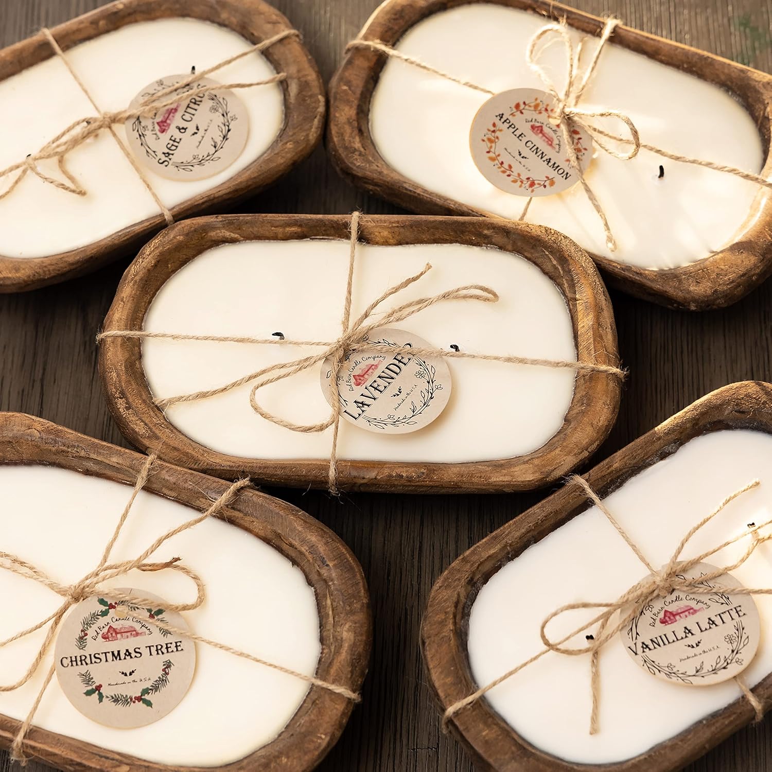 Wood Dough Bowl Candles - Natural Soy Wax & Essential Oils
