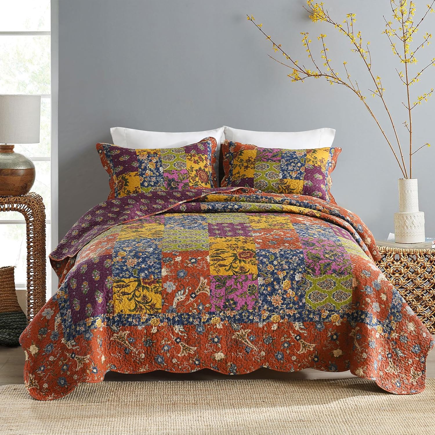 Secgo King Size Comforter Set - 100% Cotton Quilt Luxury