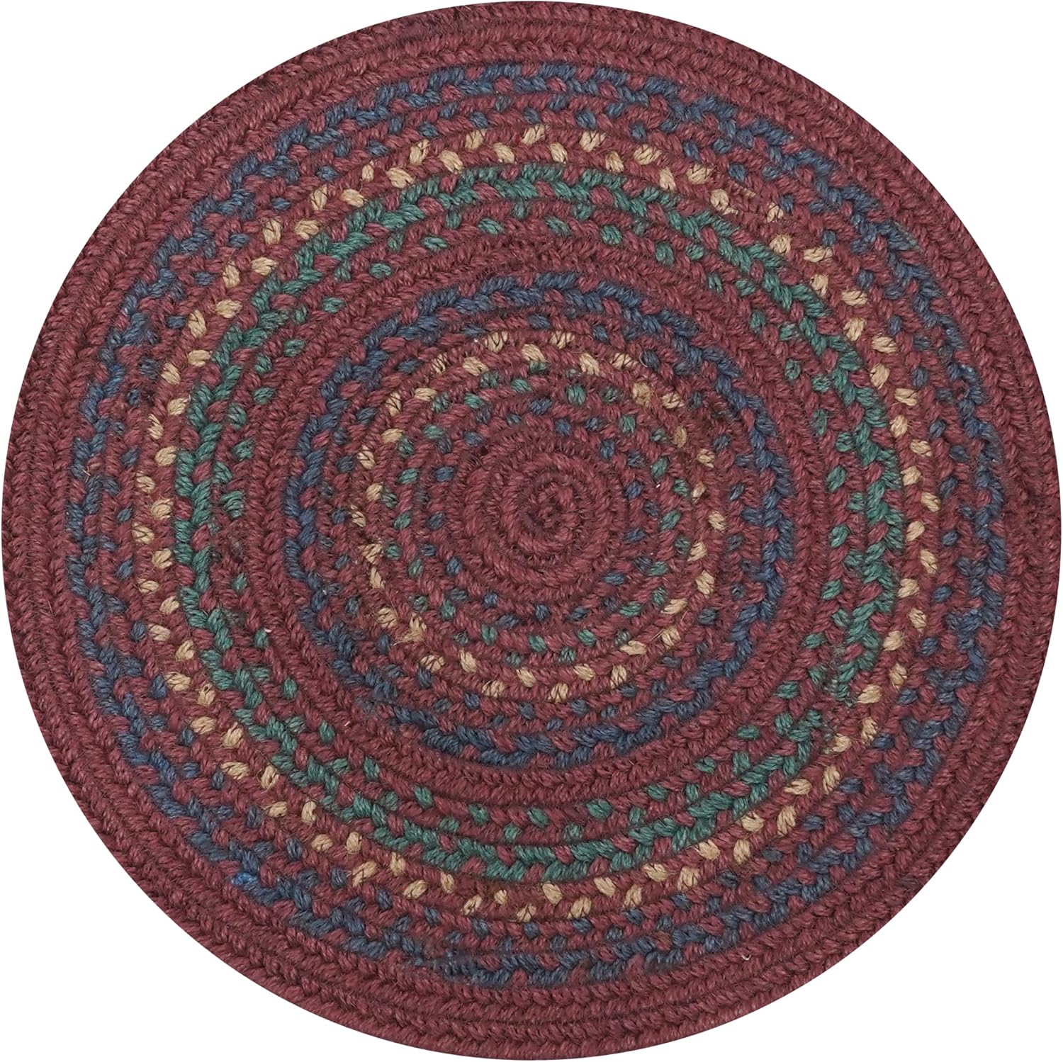 Jamestown Jute Woven Round Placemats Set of 6 - 15in Burgundy