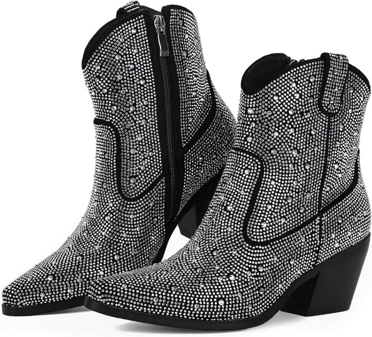 FIFSY Women Rhinestone Cowboy Boots for Stylish Occasions