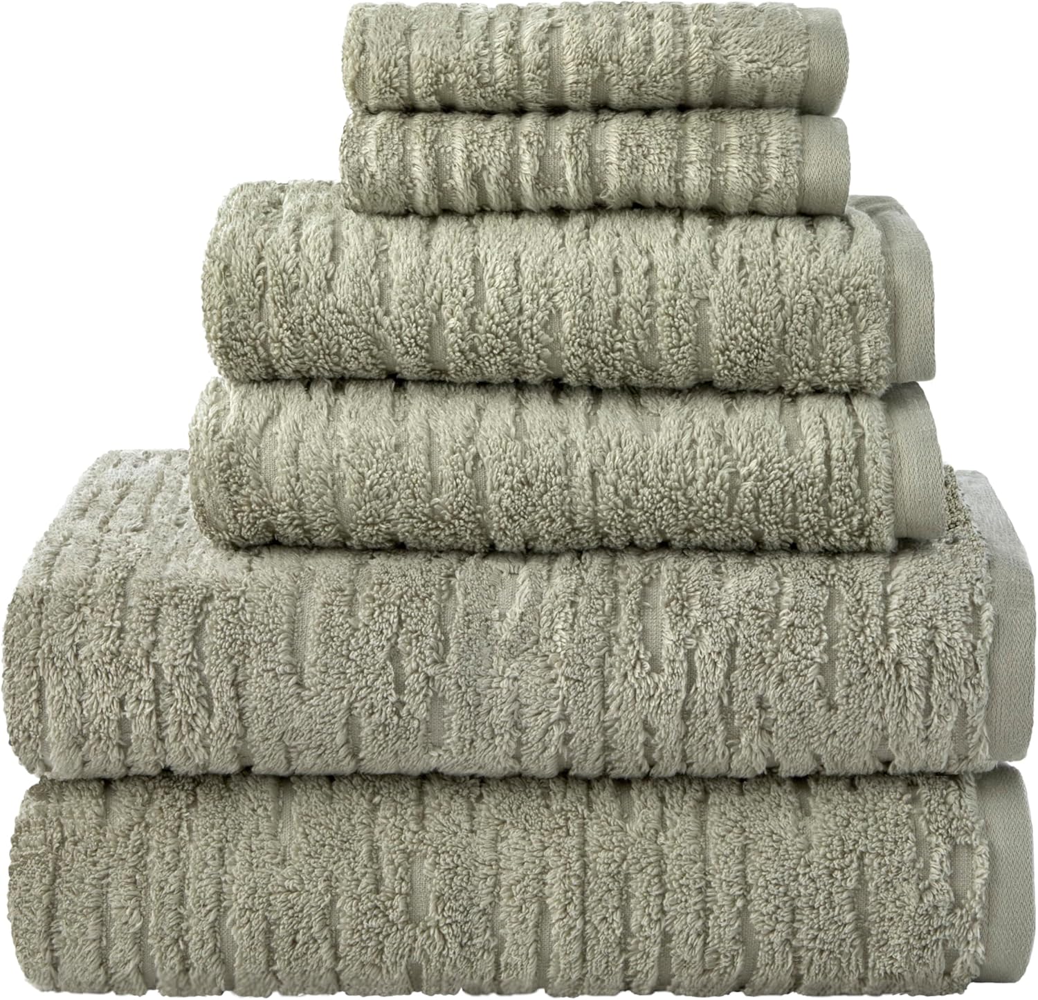 CloudSoft Cotton Luxury Towel Set - 6-Piece Sage Collection