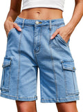IWD Bermuda Cargo Denim Shorts for Women Knee Length Jorts
