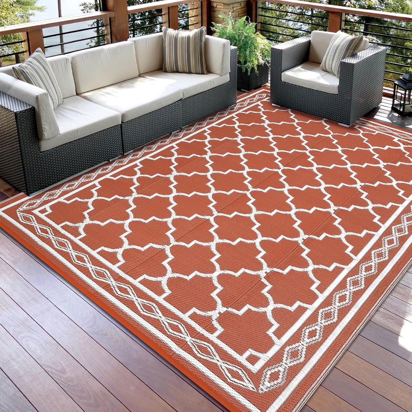 GarveeHome Outdoor Rug 9x12 Waterproof for Patio and Camping