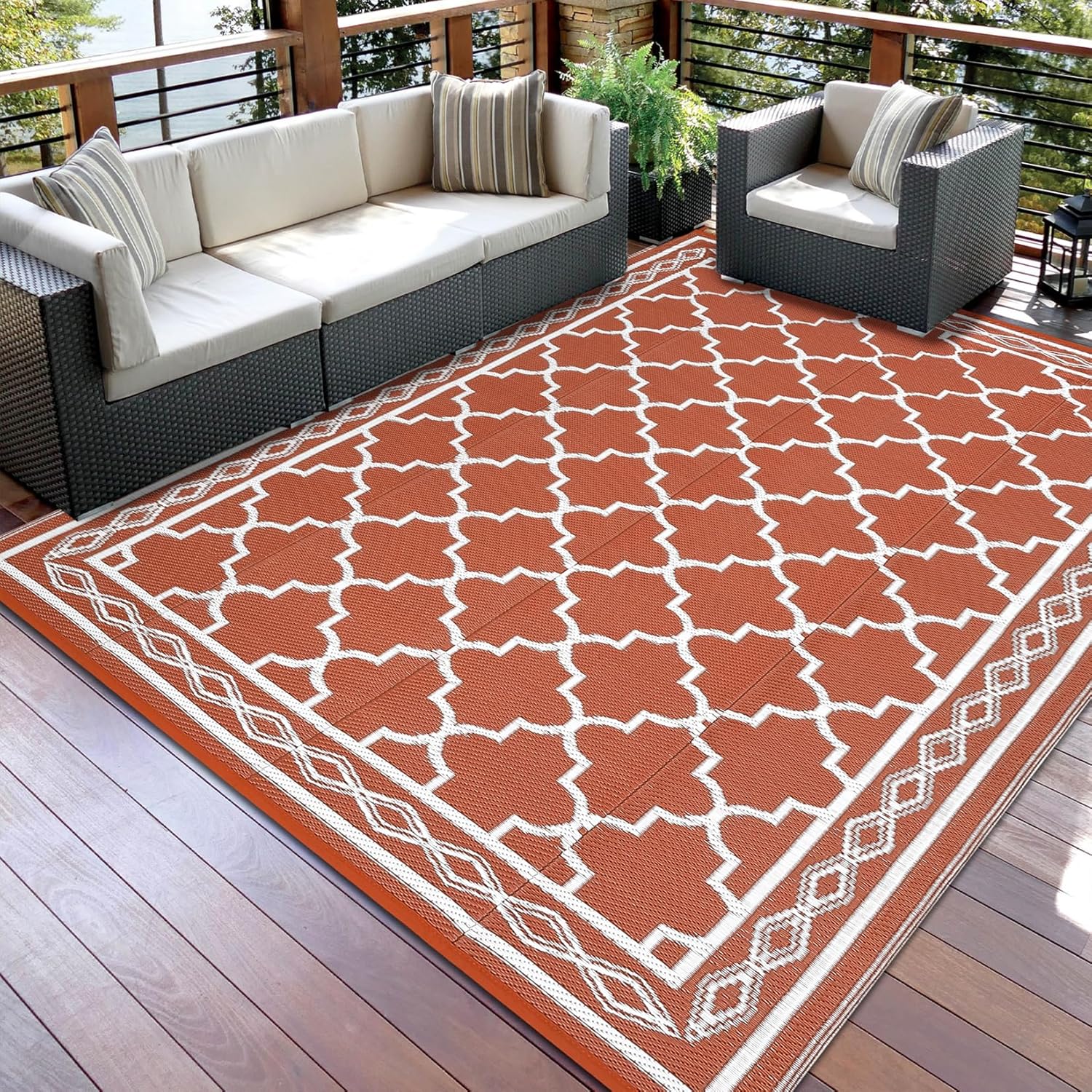 GarveeHome Outdoor Rug 9x12 Waterproof for Patio and Camping