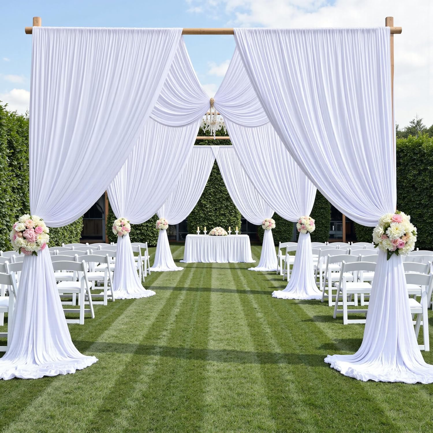 30ft White Backdrop Curtain for Weddings and Parties Decor