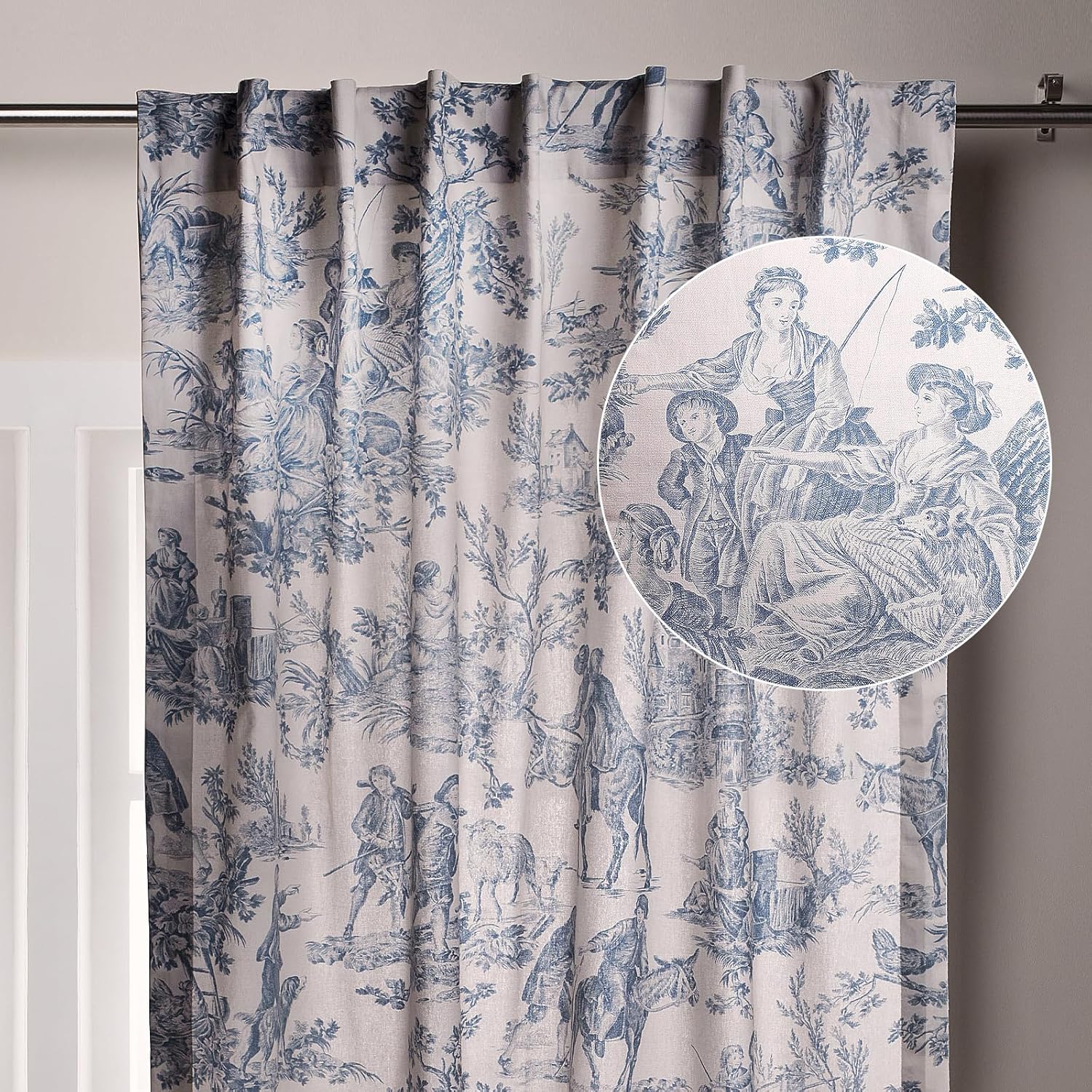 Elegant 100% Cotton Light Filtering Toile Curtains for Home
