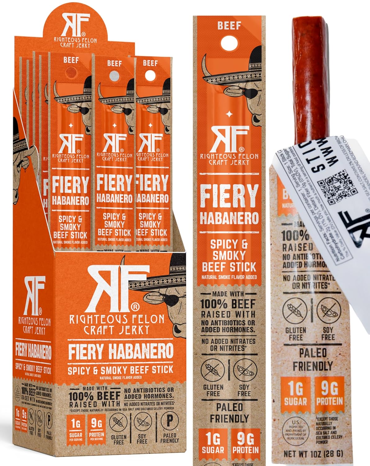 Fiery Habanero Beef Sticks | Gluten Free & High Protein Snack