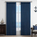 Navy Blue Pleat Curtains 84 in Length 2 Panels Set - Elegant Pinch