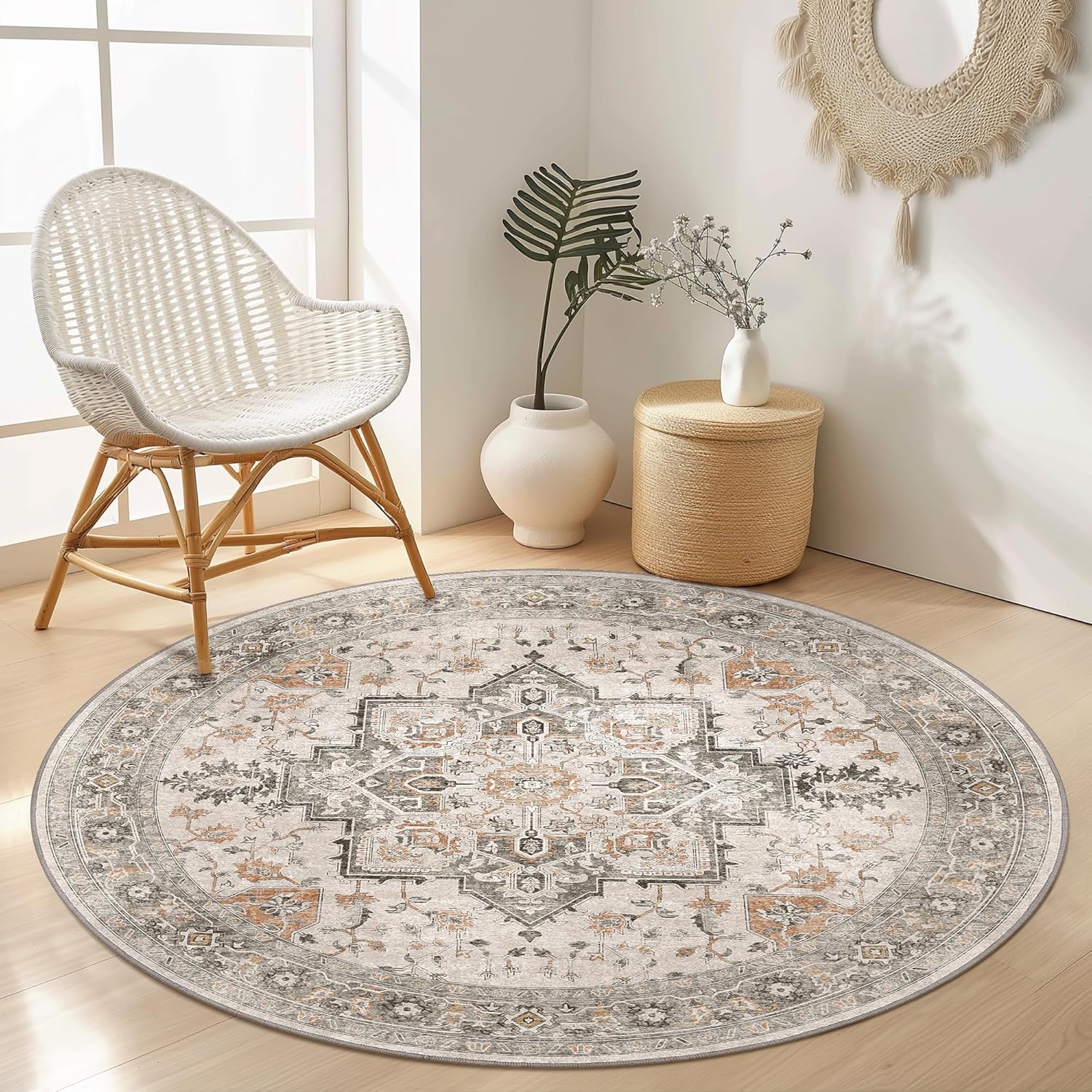 GENIMO 4FT Round Area Rugs for Living Room and Bedroom Use