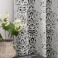 Black Curtains 96 Inch Length 2 Panel Set - Light Blocking Medallion