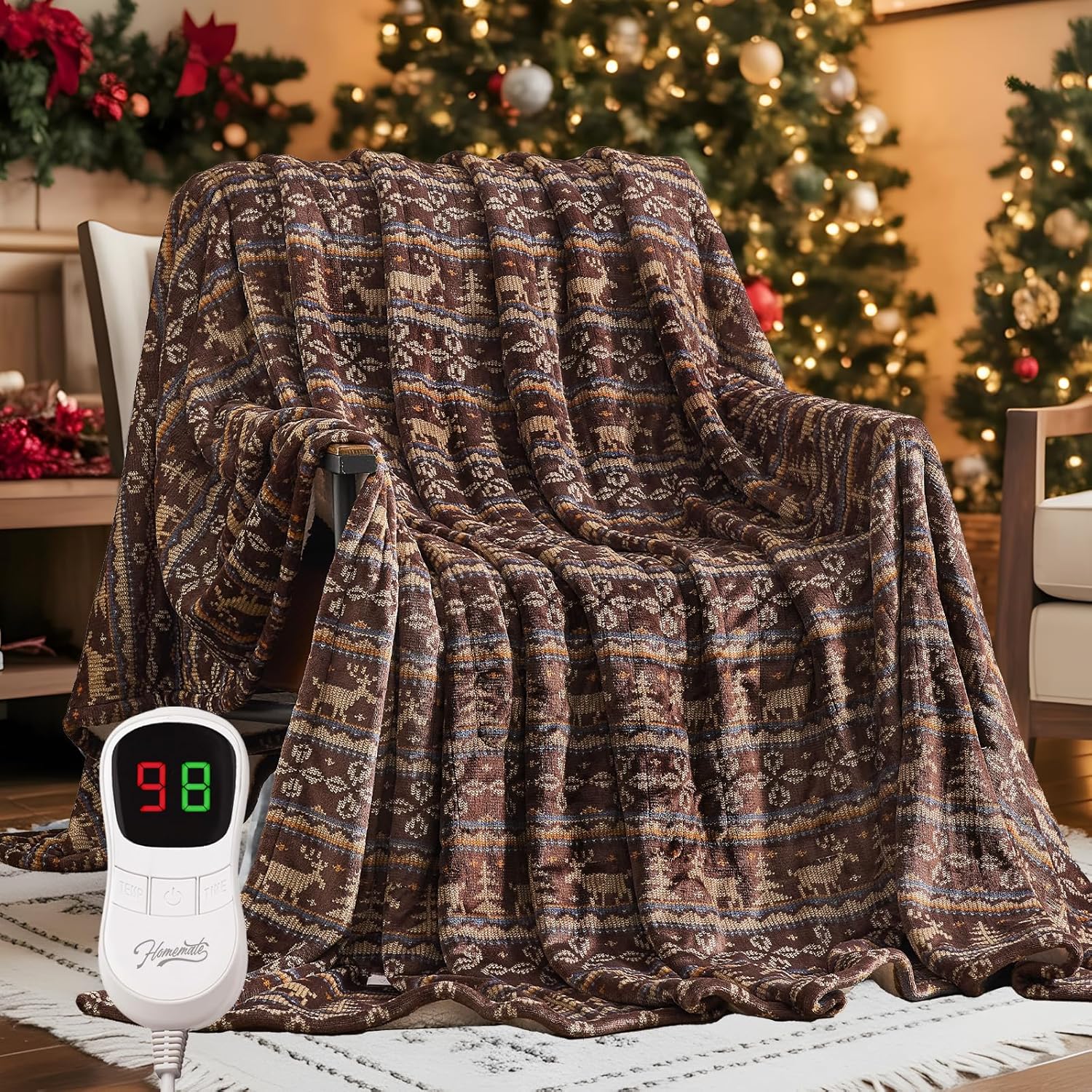 Homemate Heated Blanket Electric Throw - Soft Cozy Flannel Comfort