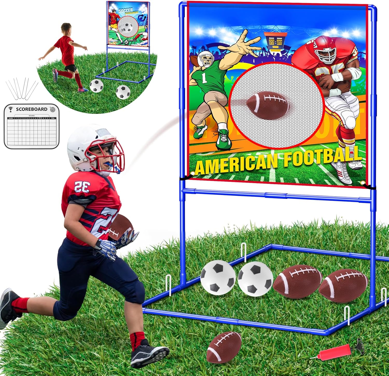 VATOS 2-in-1 Football & Soccer Target Game Set