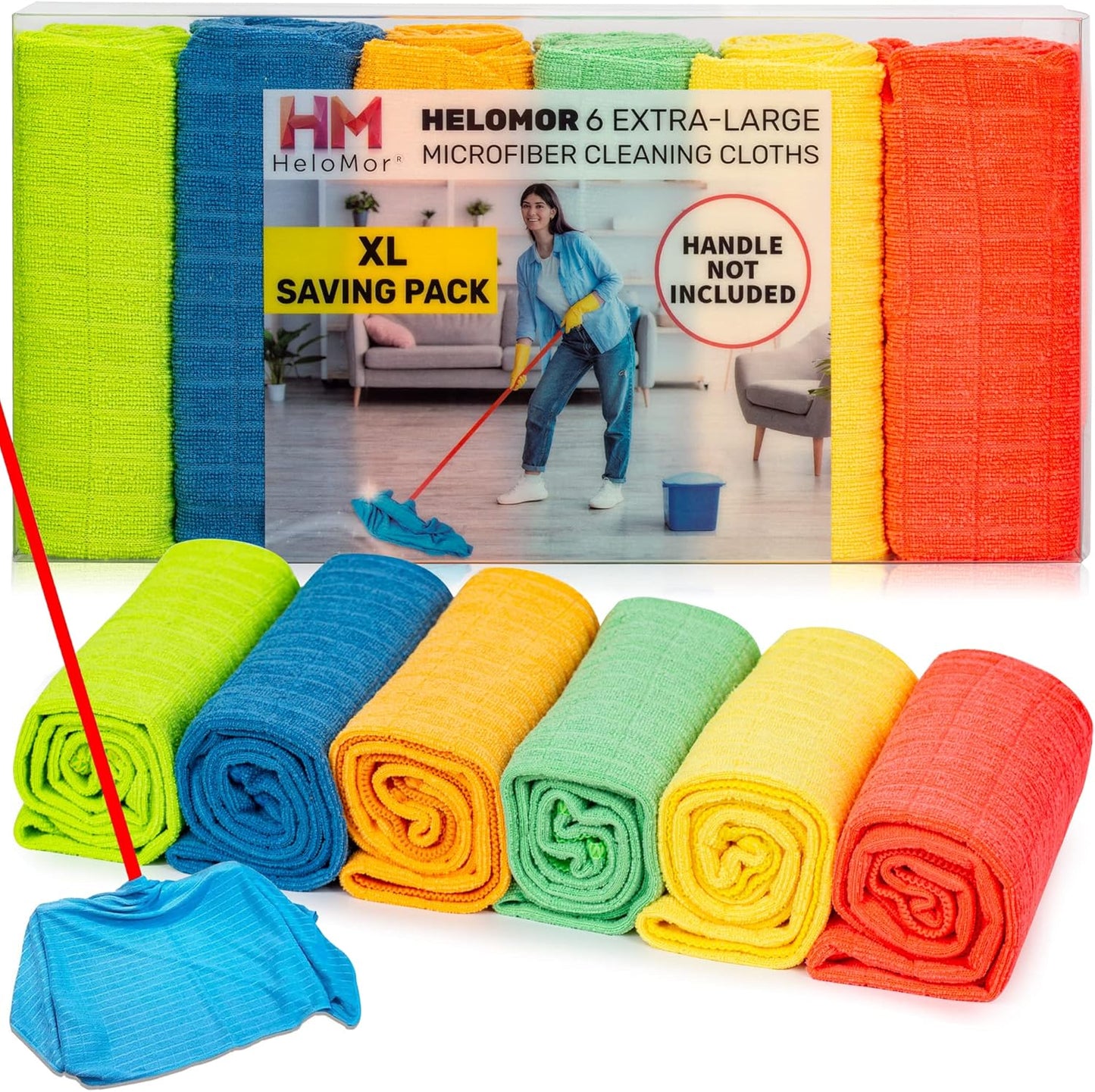 HELOMOR Extra Large Microfiber Cleaning Cloths for Floors