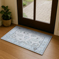 Cream Beige Oushak Rug 2ftx3ft - Washable Pastel Entryway Rug