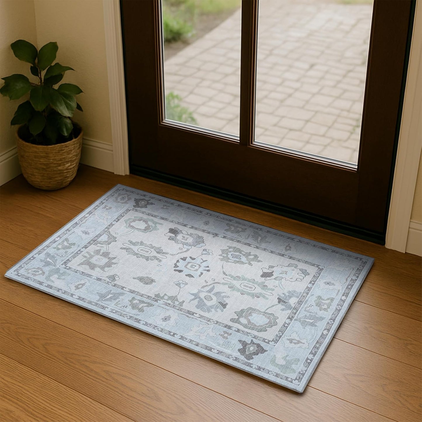 Cream Beige Oushak Rug for High Traffic Areas and More
