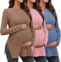 3 Pack Women's Maternity Shirts Ribbed Long Sleeve Tunic Tees 15%