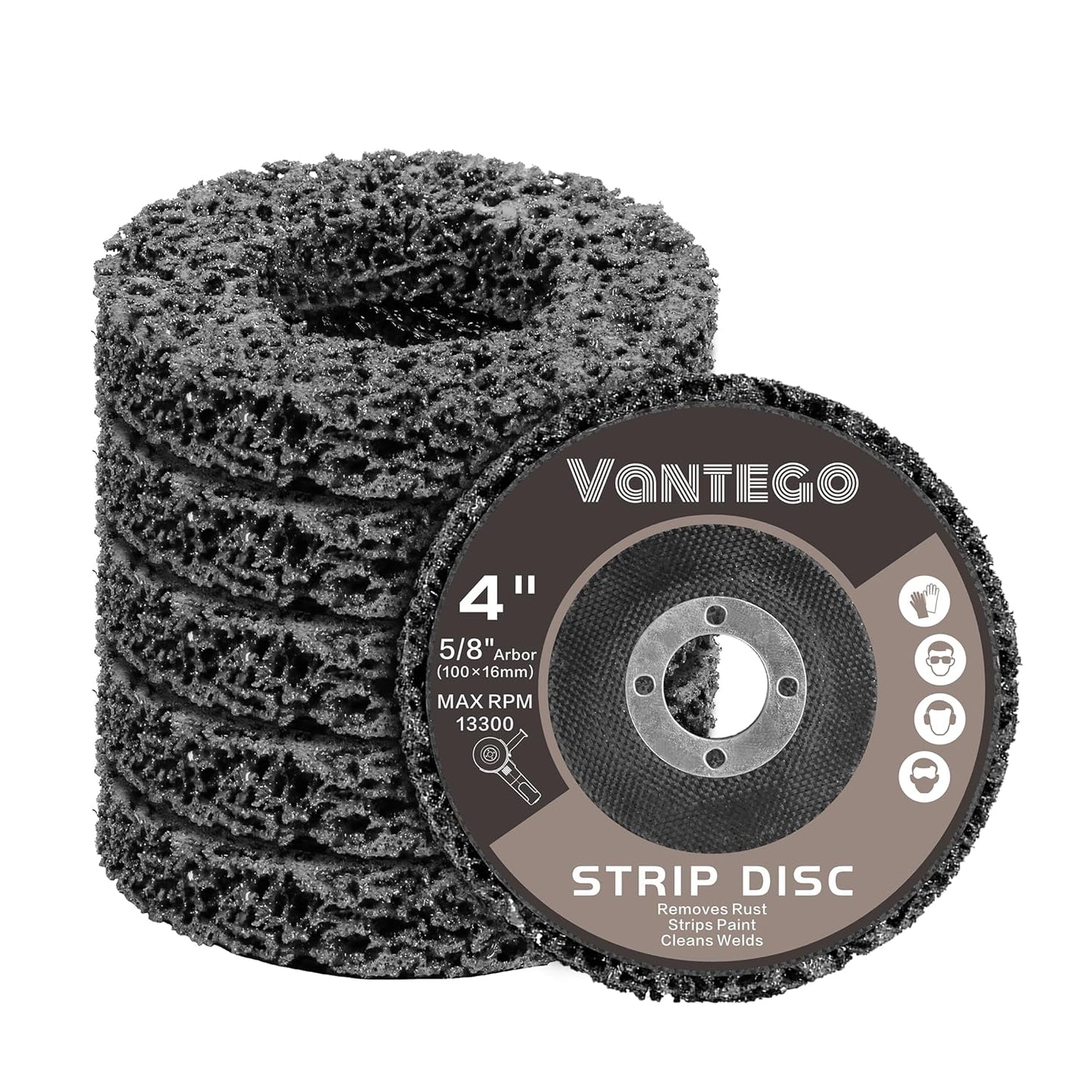 Vantego 4 Paint Stripper Discs 5-Pack - Fast Rust & Paint Removal for Metal/Wood