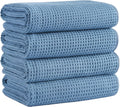 Microfiber Waffle Bath Towels 4-Pack Blue - Soft, Fast Drying