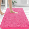 OLANLY Bathroom Rug 36x24 in Hot Pink - Soft, Absorbent Chenille