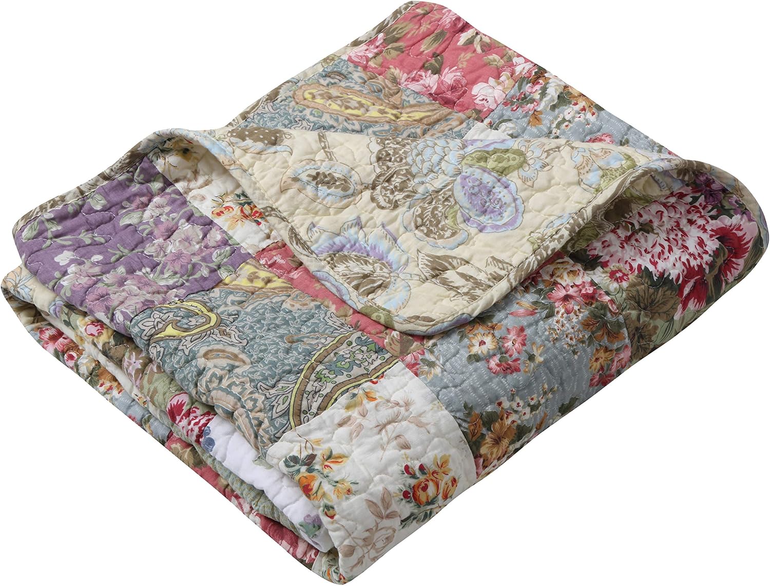 Blooming Prairie Quilted Patchwork Throw for Vibrant Home Decor