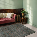 Washable Vintage 5x8 Living Room Rug Dark Green Floral - Machine
