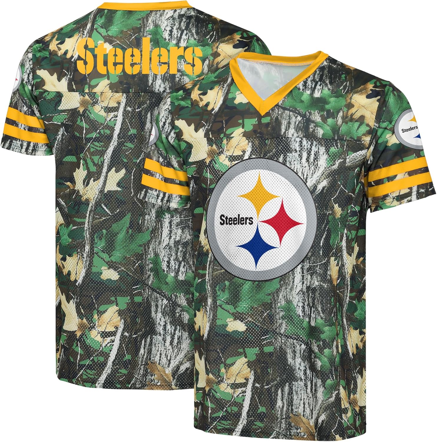 NFL Men's Officially Licensed Hunter Camo Game Day V-Neck Top
