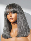 All-Day Comfort 14 in Grey Salt & Pepper Silky Straight Bob Wig