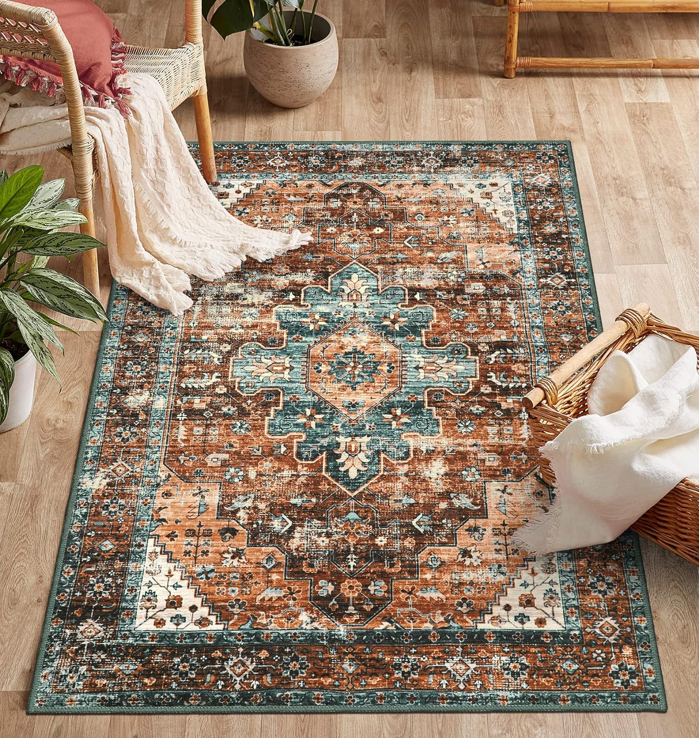 Moynesa Ultra-Thin Washable Vintage Area Rug for Every Space