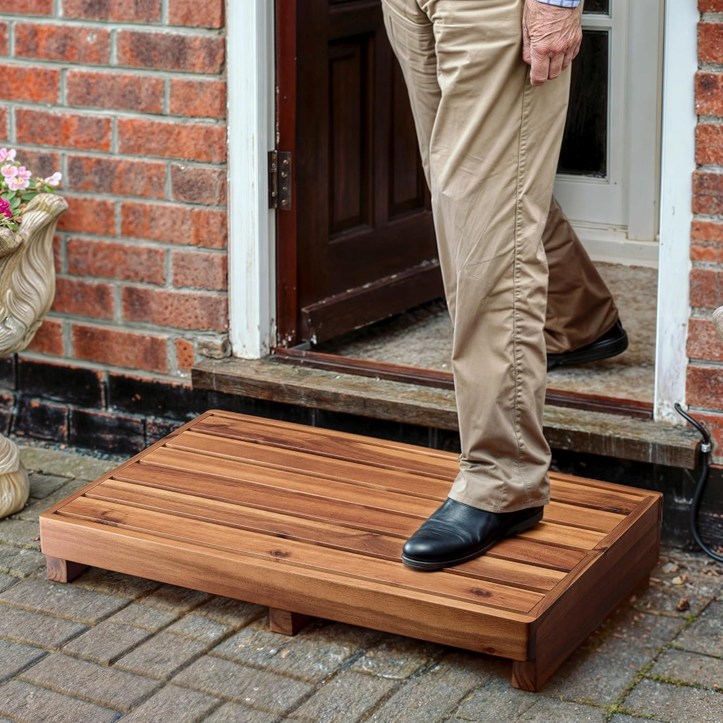 3.5in One Step Stool for Elderly - Acacia Wood High Riser