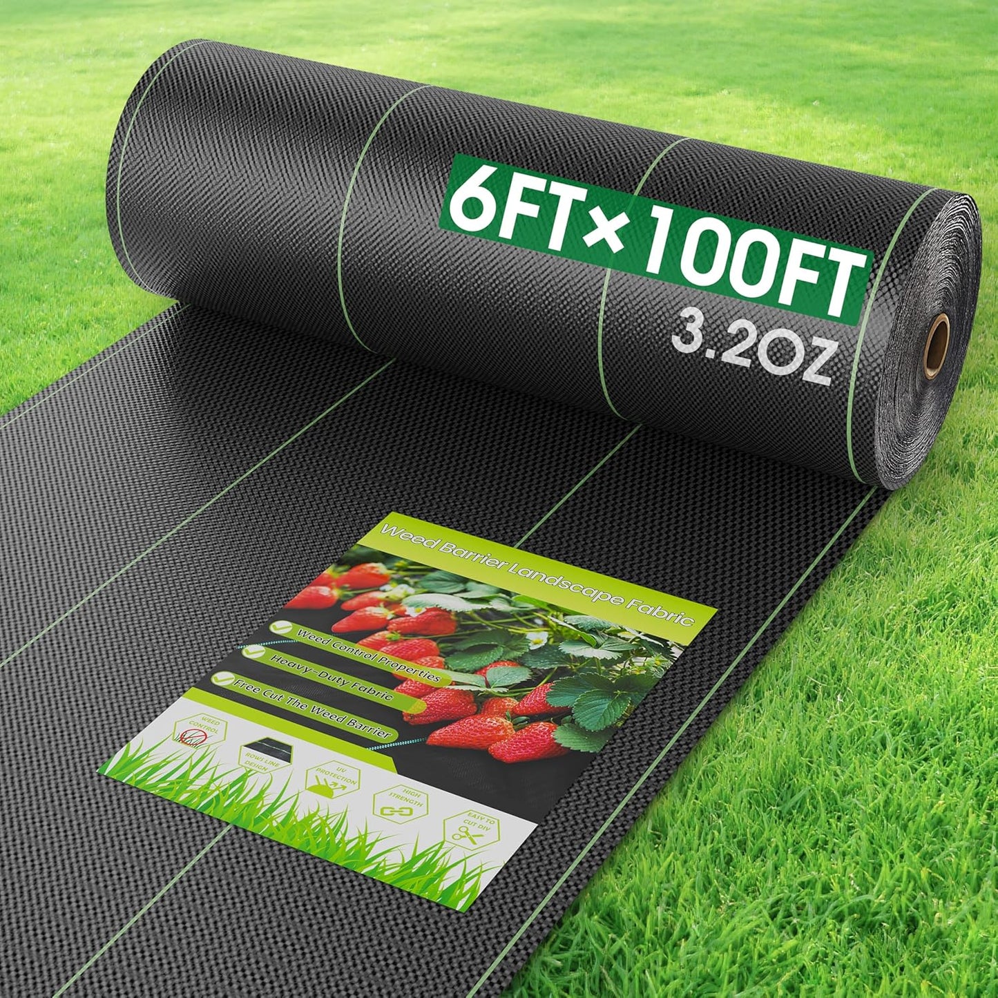 6FTx100FT Heavy Duty Weed Barrier Fabric for Garden & Driveway