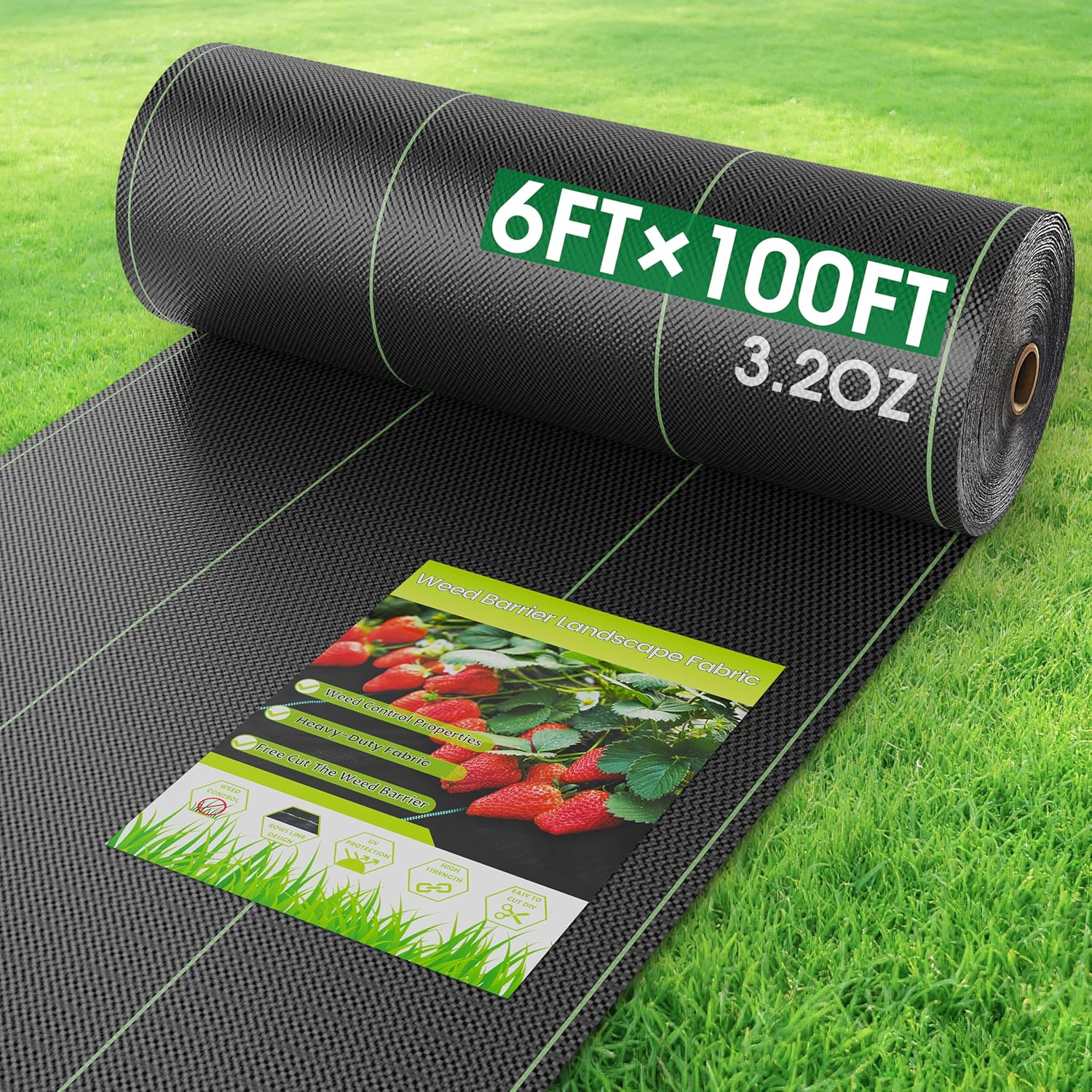 6FTx100FT Heavy Duty Weed Barrier Fabric for Garden & Driveway