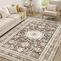 Vintage Living Room Area Rug 5x7 Dark Brown - Soft Washable Oriental