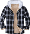 Men's Cotton Plaid Long Sleeve Shirt Jacket - Warm Sherpa Lined