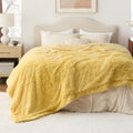 Bedsure GentleSoft Fluffy Yellow King Size Blanket - Cozy, Reversible