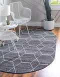 Trellis Frieze Geometric Area Rug 4 ft x 6 ft Oval - Durable, Soft
