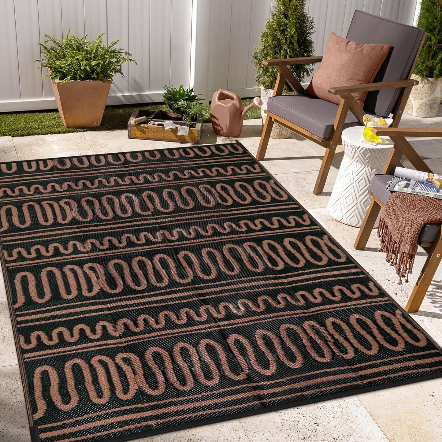 Beeiva Outdoor Area Rug 6x9 Waterproof Reversible Plastic Rug