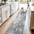 2x8 Washable Non-Slip Hallway Runner Rug - Modern Coastal Abstract