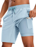 CRZ YOGA Men's 2 in 1 Running Shorts with Liner - Lightweight 9ft