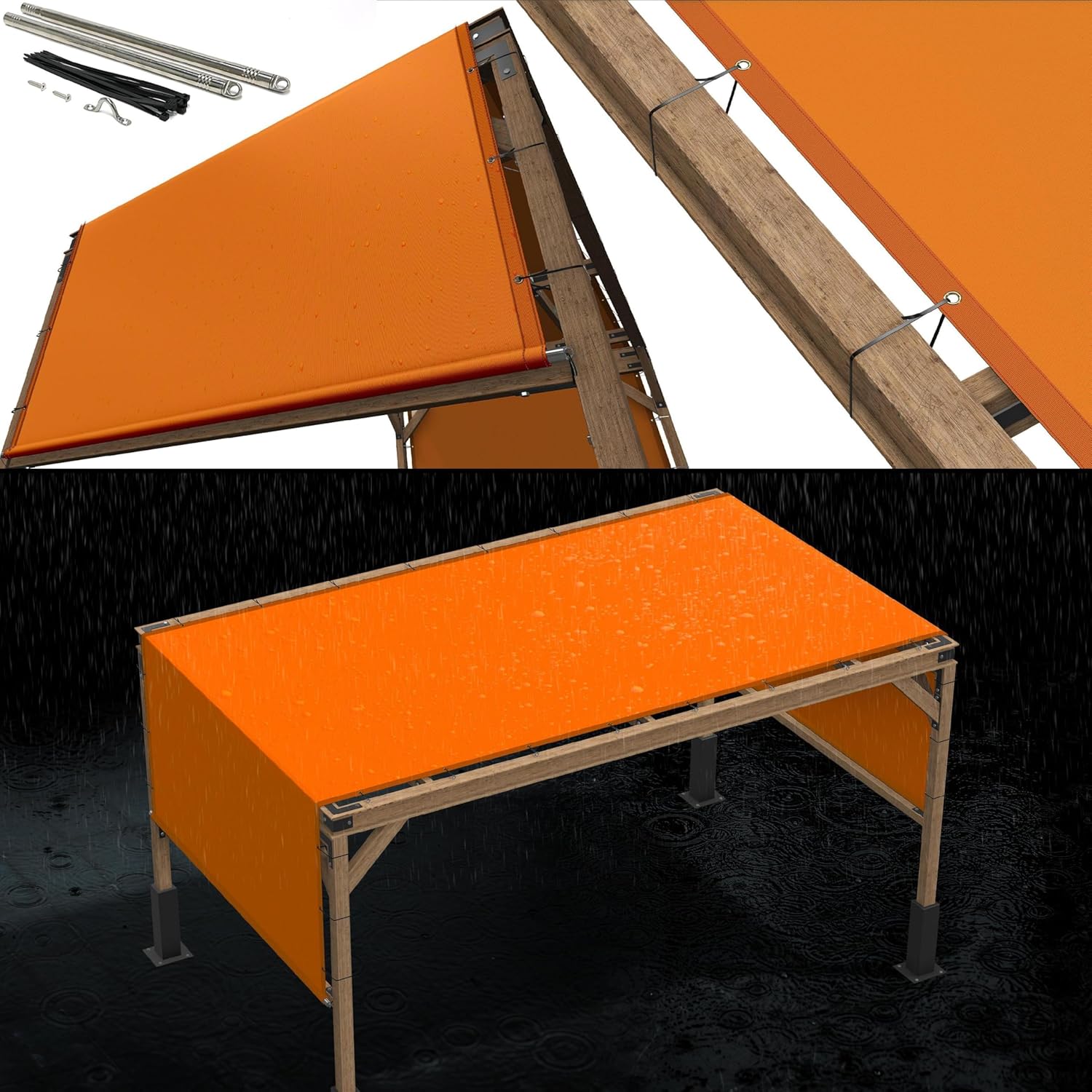 Versatile 7ft W x 30ft L Waterproof Pergola Sun Shade Canopy