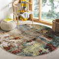 Modern Abstract Round Rug 4Ft - Washable 4x4 Circle Rug for Living