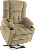 Beige Fabric Power Lift Recliner Chair for Elderly - Dual Motor