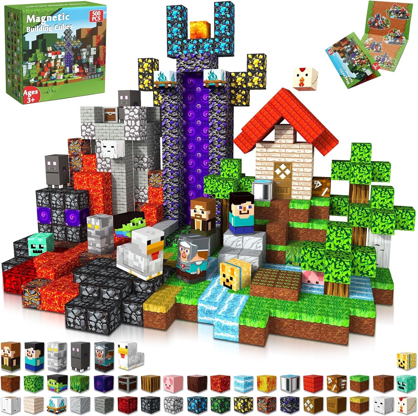 Magnetic Blocks - 500 PCS Building Set for Kids Age 3+ Fun