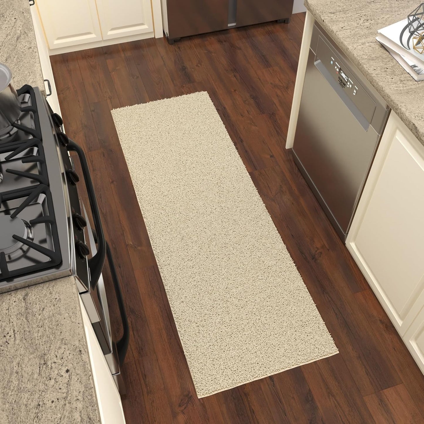 Ottomanson Shaggy Runner Rug - Plush Non-Slip Carpet for Home