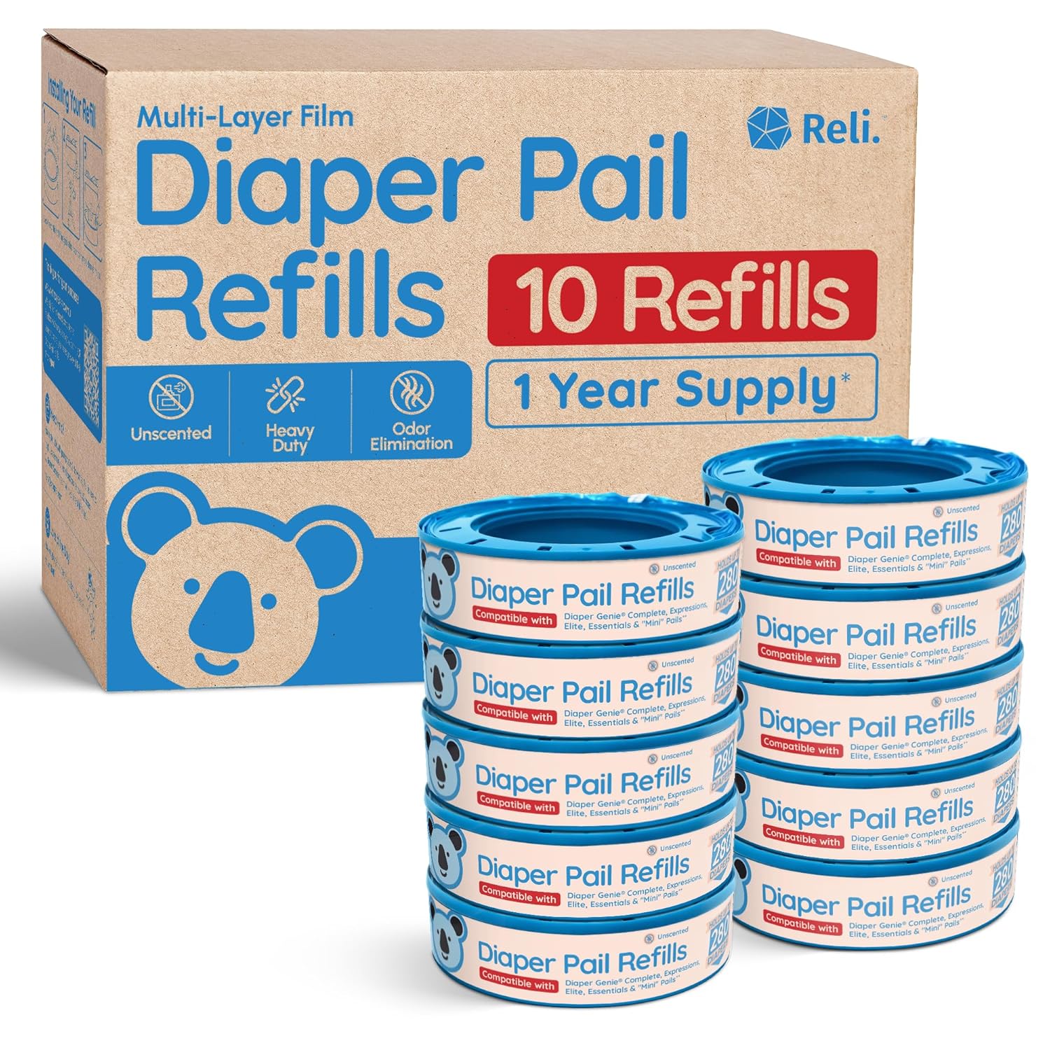 Reli Diaper Pail Refill Bags for Genie Complete and More