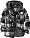 Shawnda Men's Sherpa Hooded Flannel Jacket Cotton Plaid - Insulated