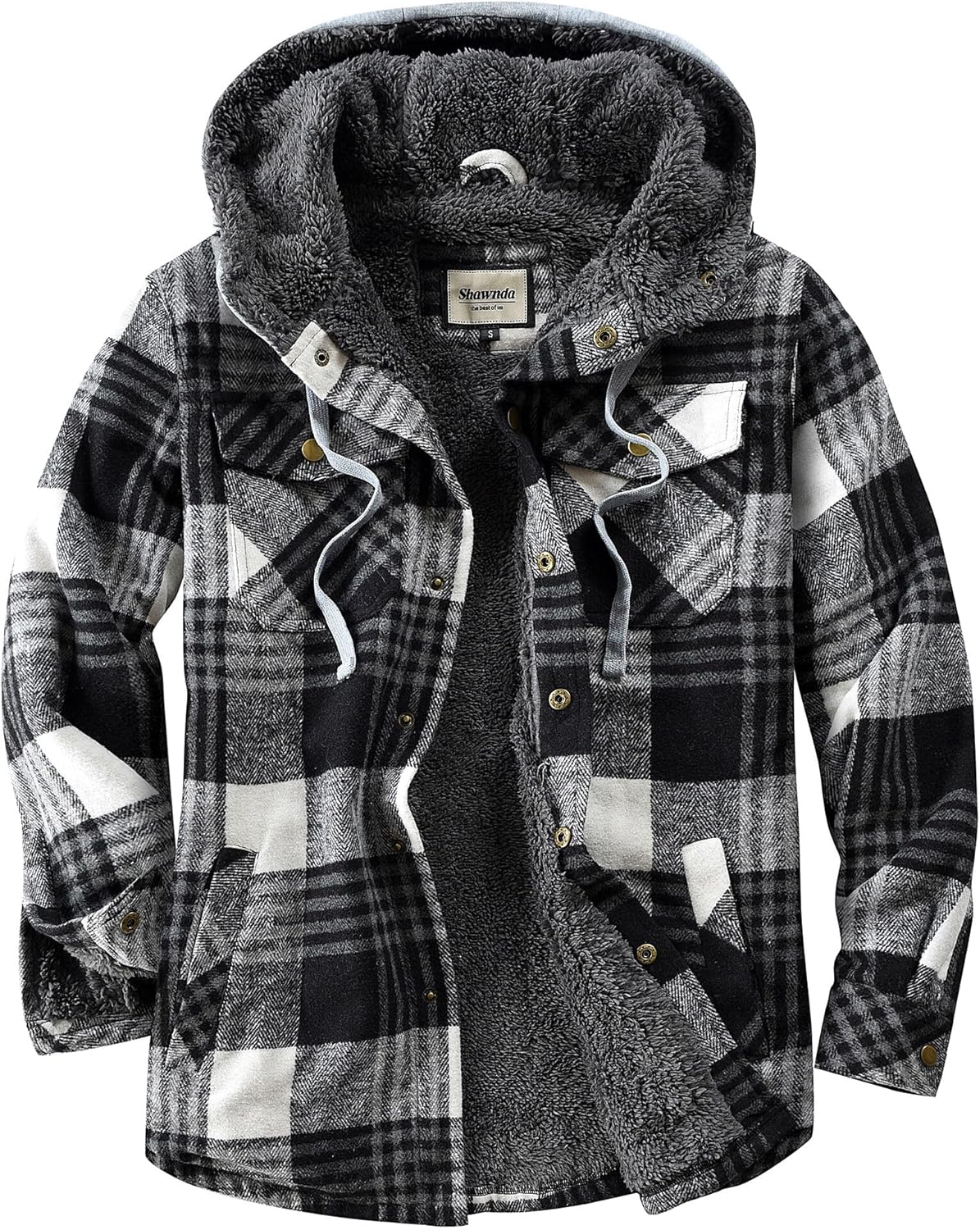 Shawnda Men's Sherpa Hooded Flannel Jacket for Cold Days