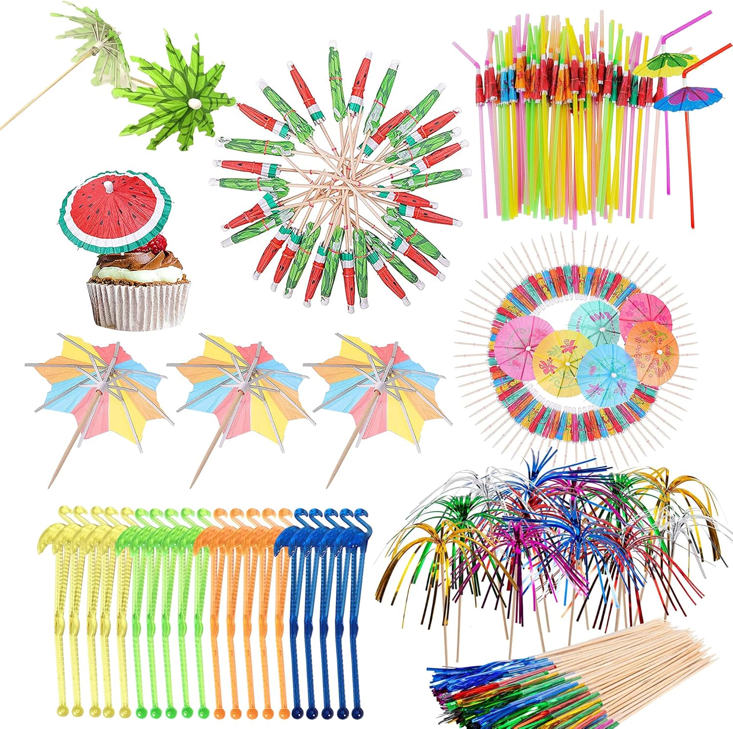 Allazone 210pcs Cocktail Party Set: Fun & Stylish Drink Decor